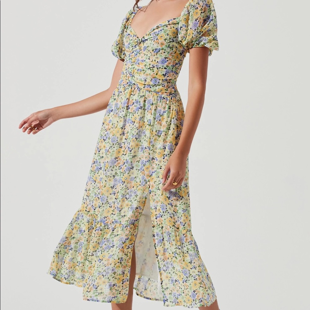 IRMA FLORAL PUFF SLEEVE MIDI DRESS